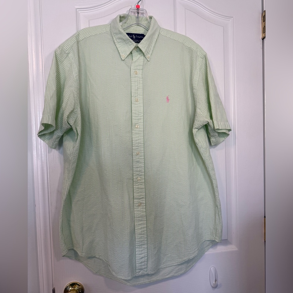 Ralph Lauren Classic Fit Light Green Casual Button Down Shirt Large